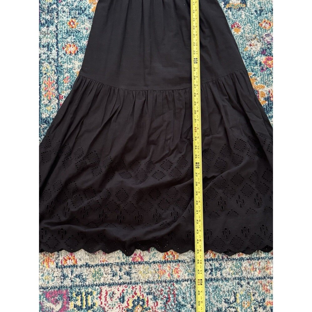 EVEREVE Black Chandler‎ Smocked Eyelet Cotton Midi Dress Women's Size Small - Picture 8 of 11
